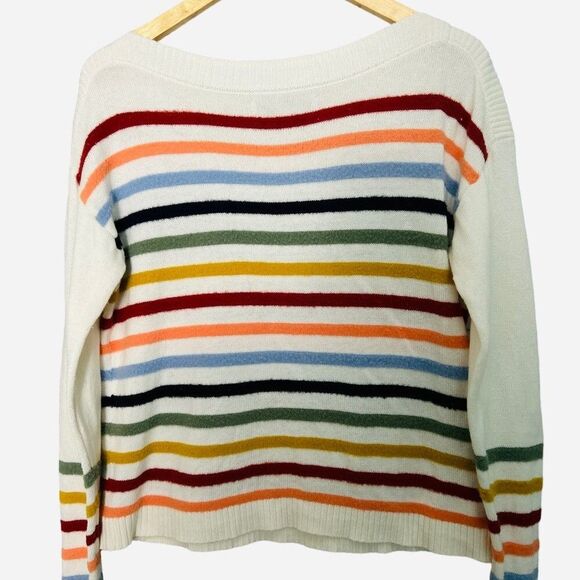 Loft Boat neck Rainbow Striped Colorful Sweater XS - Picture 5 of 5